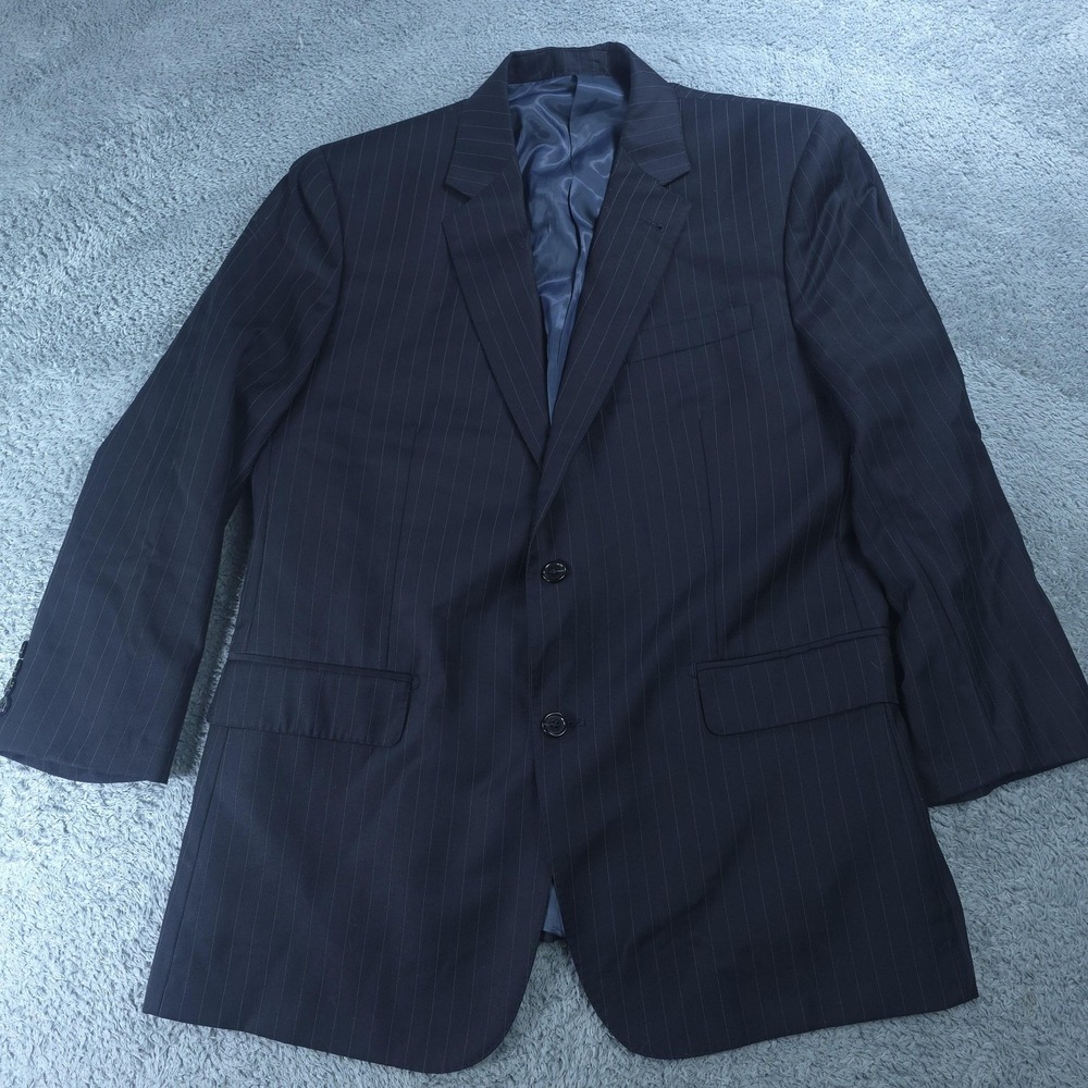 Baroni Suit Jacket Mens 42R Navy Stripe Wool Super 150s 2 Button Sport Coat